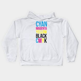 Cyan Magenta Yellow Black (CMYK) Typography Stack Kids Hoodie